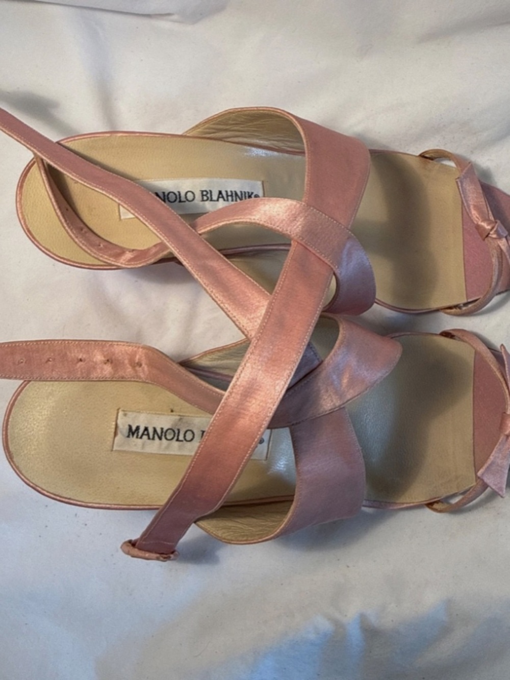 Rare Vintage Manolo Blahnik Ballet Pink Silk Heels - Picture 3 of 8
